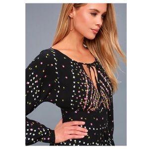 Free People Coryn Black Print Long Sleeve Dress